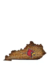 NCAA Louisville Cardinals 24 in x 24 in Distressed State Sign with Logo