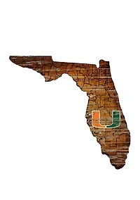 NCAA University of Miami Hurricanes Distressed State with Logo