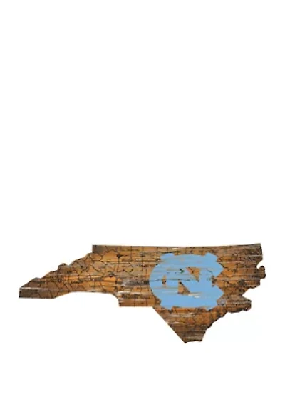 NCAA North Carolina Tar Heels 24 in x 24 in Distressed State Sign with Logo