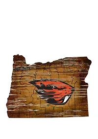  NCAA Oregon State Beavers 24 in x 24 in  Distressed State Sign with Logo