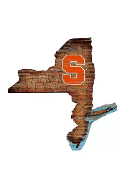 NCAA Syracuse Orange 24 in x 24 in Distressed State Sign with Logo