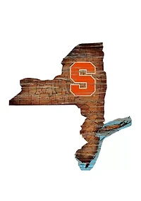 NCAA Syracuse Orange 24 in x 24 in Distressed State Sign with Logo