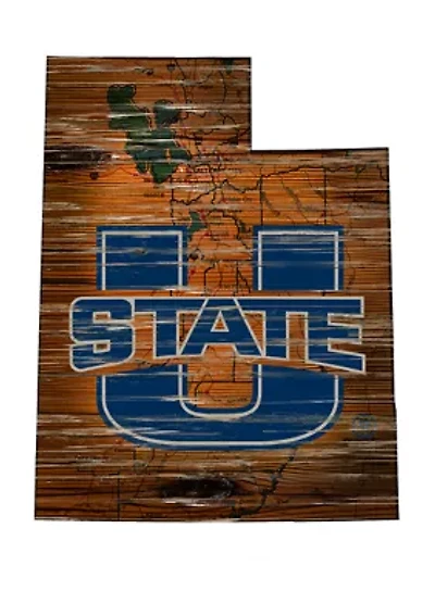 NCAA Utah State Aggies Distressed State with Logo