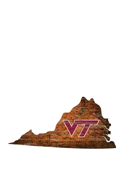 NCAA Virginia Tech Hokies Distressed State with Logo
