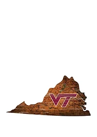 NCAA Virginia Tech Hokies Distressed State with Logo