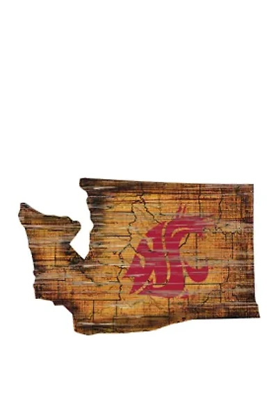 NCAA Washington State Cougars Distressed State with Logo