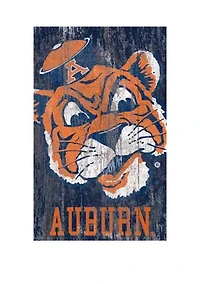 NCAA Auburn University Tigers 11 in x 19 in Distressed Heritage Logo 