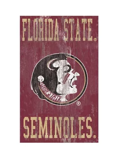 NCAA Florida State Seminoles 11 in x 19 in Heritage Distressed Logo