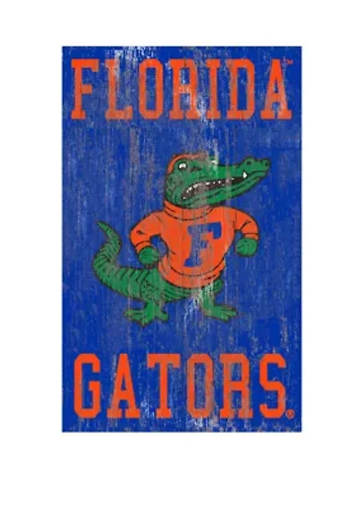 NCAA University of Florida Gators 11 in x 19 in Distressed Heritage Logo 