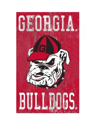 NCAA Georgia Bulldogs 11 in x 19 in Heritage Distressed Logo
