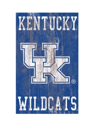 NCAA University of Kentucky Wildcats 11 in x 19 in  Distressed Heritage Logo 