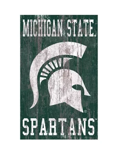 NCAA Michigan State Spartans 11 in x 20 in Heritage Distressed Logo