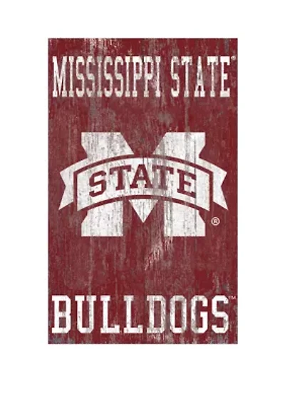NCAA Mississippi State University Bulldogs 11 in x 19 in Distressed Heritage Logo