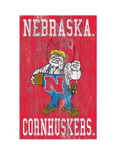 NCAA University of Nebraska Cornhuskers 11 in x 19 in Distressed Heritage Logo 