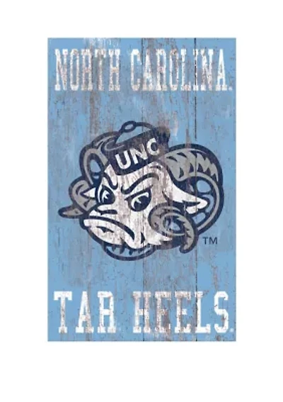 NCAA North Carolina Tar Heels 11 in x 19 in Heritage Distressed Logo