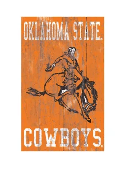 NCAA Oklahoma State University Cowboys 11 in x 19 in Distressed Heritage Logo