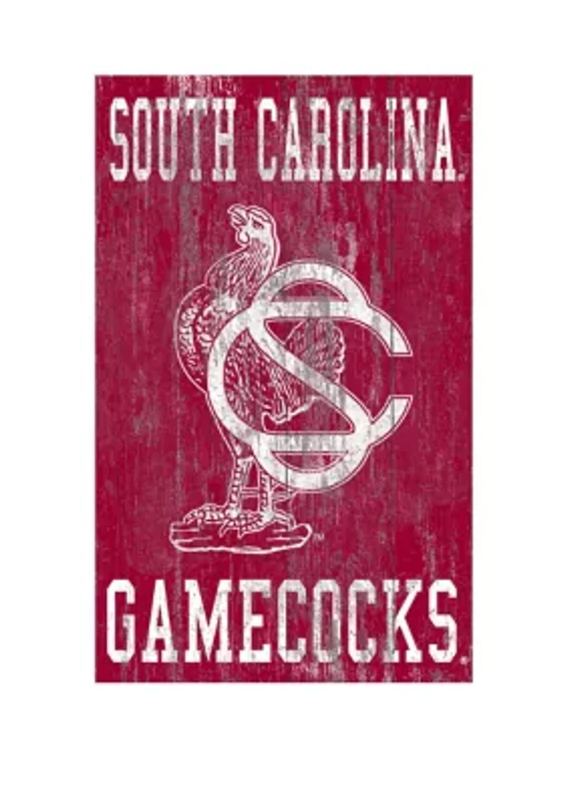 NCAA University of South Carolina Gamecocks 11 in x 19 in Distressed Heritage Logo