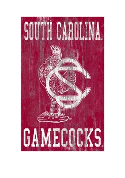 NCAA University of South Carolina Gamecocks 11 in x 19 in  Distressed Heritage Logo 