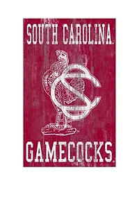 NCAA University of South Carolina Gamecocks 11 in x 19 in  Distressed Heritage Logo 