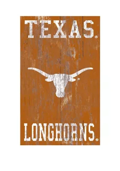 NCAA University of Texas Longhorns 11 in x 19 in Distressed Heritage Logo 