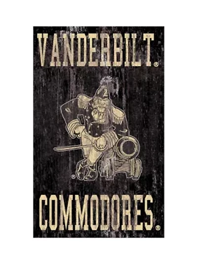 NCAA Vanderbilt University Commodores 11 in x 19 in Distressed Heritage Logo 