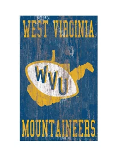 NCAA University of West Virginia Mountaineers 11 in x 19 in Distressed Heritage Logo 