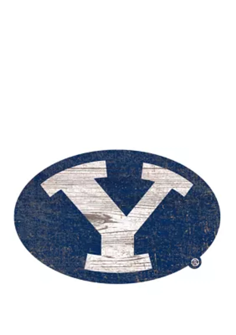 NCAA Brigham Young University Cougars Distressed Logo Cutout Sign