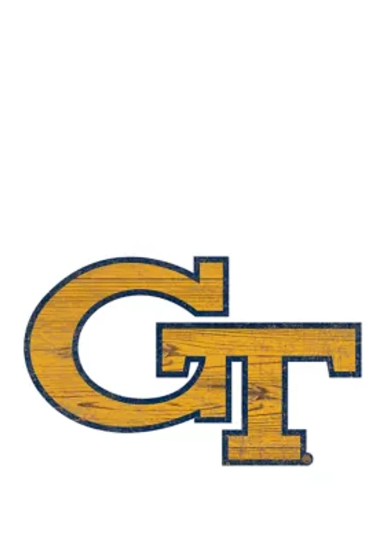 NCAA Georgia Tech University Yellow Jackets Distressed Logo Cutout Sign