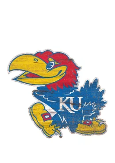 NCAA University of Kansas Jayhawks Distressed Logo Cutout Sign