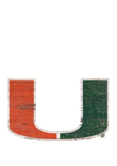 NCAA University of Miami Hurricans Distressed Logo Cutout Sign