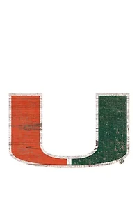 NCAA University of Miami Hurricans Distressed Logo Cutout Sign