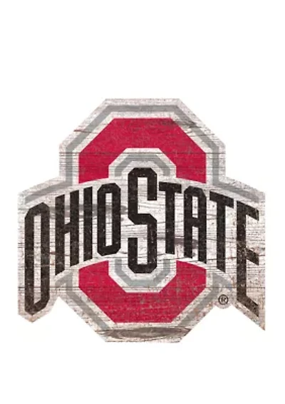 NCAA Ohio State University Buckeyes Distressed Logo Cutout Sign