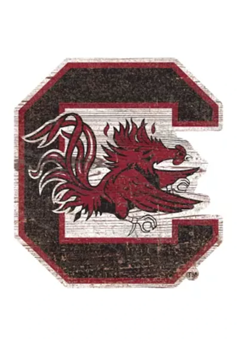 NCAA University of South Carolina Gamecocks Distressed Logo Cutout Sign