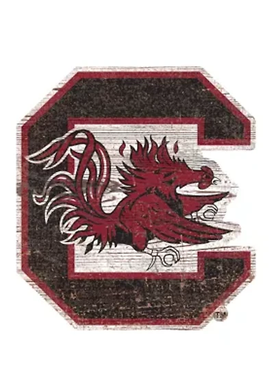 NCAA University of South Carolina Gamecocks Distressed Logo Cutout Sign