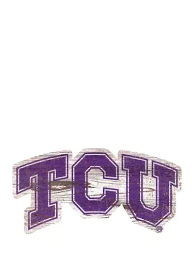 NCAA TCU  Horned Frogs Distressed Logo Cutout Sign