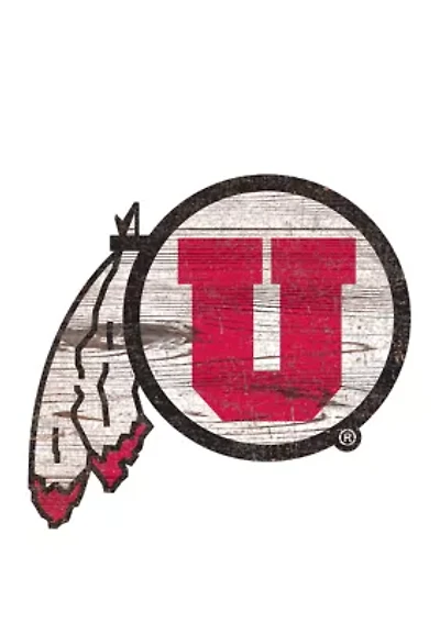 NCAA Utah  Utes Distressed Logo Cutout Sign