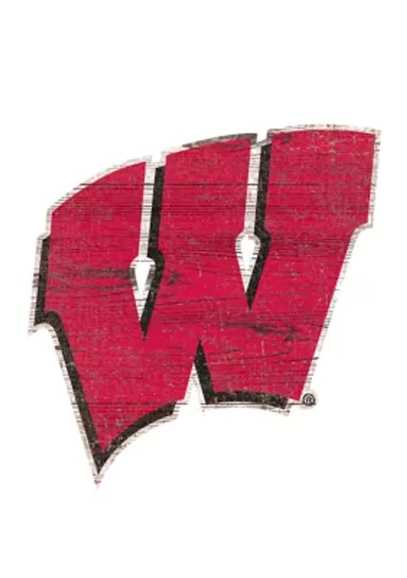 NCAA University of Wisconsin Distressed Logo Cutout Sign