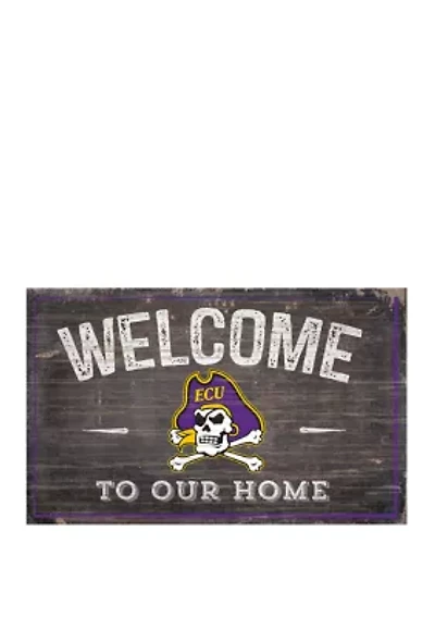 NCAA East Carolina Pirates 11 in x 19 in Welcome to Our Home Sign