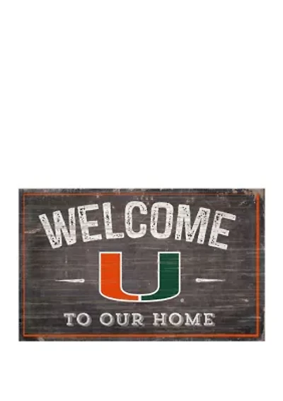NCAA University of Miami Hurricanes 11 in x 19 in Welcome to Our Home Sign