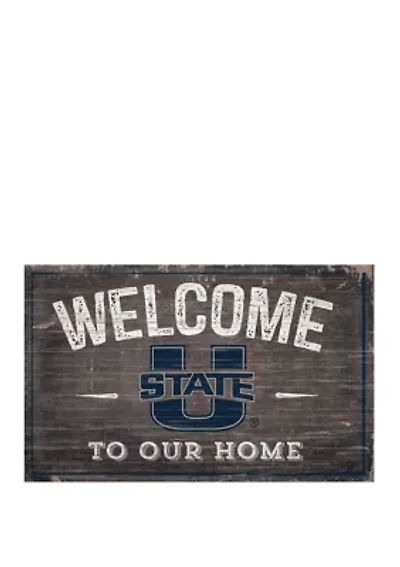 NCAA Utah State Aggies 11 in x 19 in Welcome to Our Home Sign