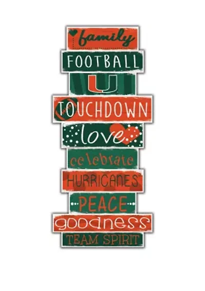 NCAA University of Miami Hurricanes Celebrations Stack 24 Inch Sign