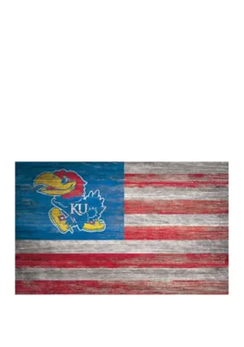 NCAA Kansas Jayhawks 11 in x 19 in Distressed Flag