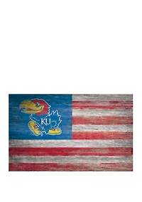 NCAA Kansas Jayhawks 11 in x 19 in Distressed Flag