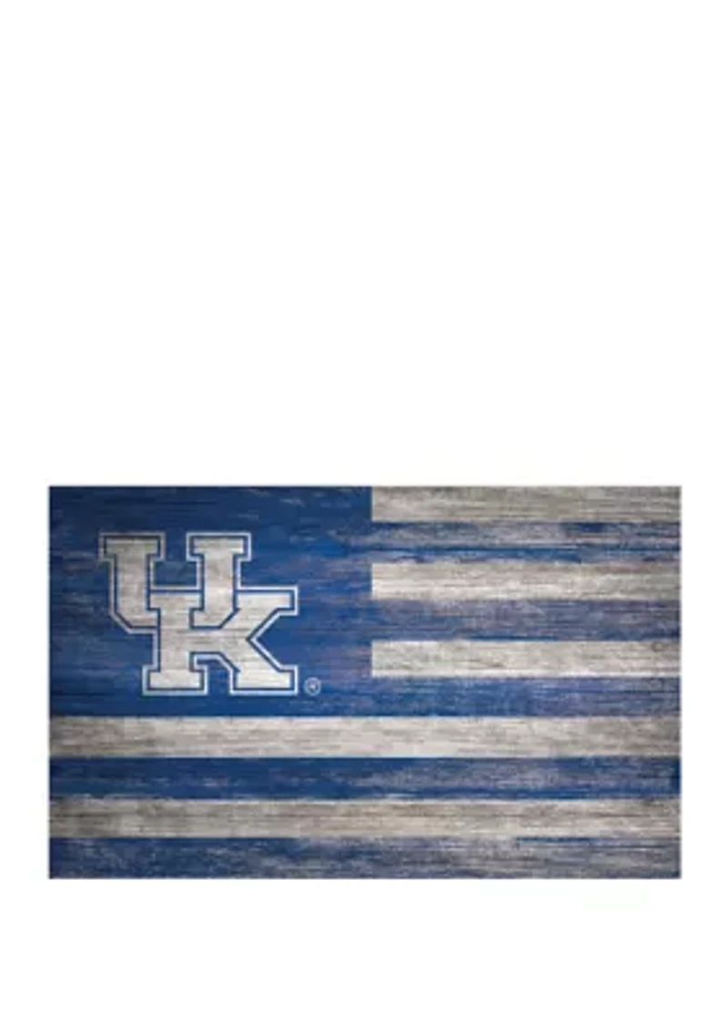 NCAA Kentucky Wildcats 11 in x 19 in Distressed Flag