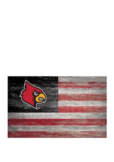 NCAA Louisville Cardinals 11 in x 19 in Distressed Flag 