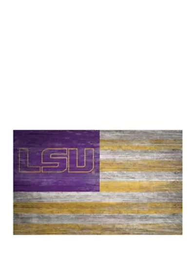 NCAA LSU Tigers 11 in x 19 in Distressed Flag