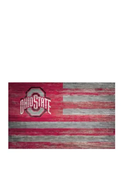 NCAA Ohio State Buckeyes 11 in x 19 in Distressed Flag Sign