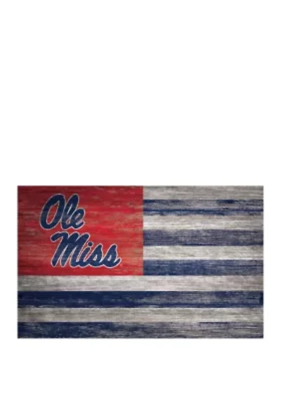 NCAA Ole Miss Rebels 11 in x 19 in Distressed Flag Sign 