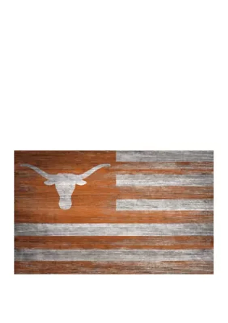 NCAA Texas Longhorns 11 in x 19 in Distressed Flag Sign