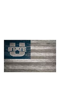  NCAA Utah State Aggies 11 in x 19 in Distressed Flag Sign